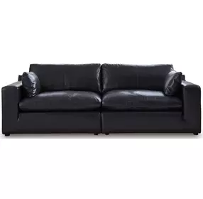 Emilia Black Leather Modular 99" Loveseat