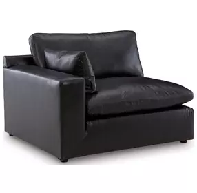 Emilia Black Leather LAF Corner Chair