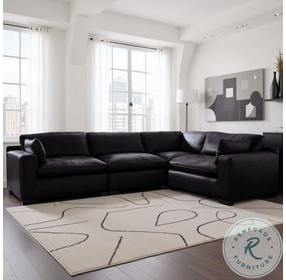 Emilia Black Leather Modular 4 Piece Sectional