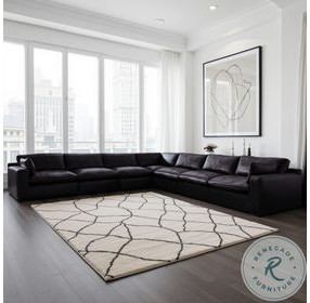Emilia Black Leather Modular 7 Piece Sectional