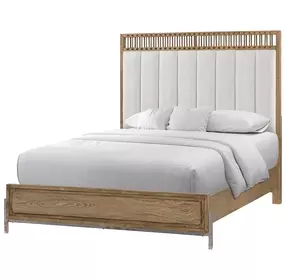 Aurora Latte Queen Upholstered and Leather Panel Bed