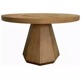 Aurora Latte Round Dining Table with Lazy Susan