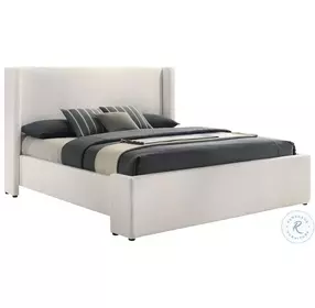 Alamosa White King Upholstered Wingback Platform Bed