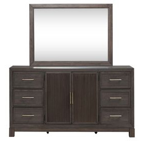 Modern Edge Caffe 6 Drawer Dresser with Mirror