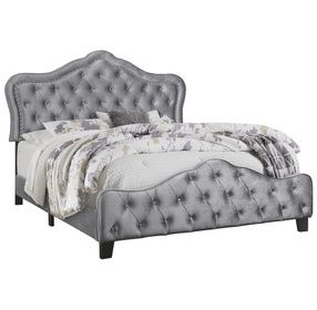 Bella Grey Queen Upholstered Panel Bed