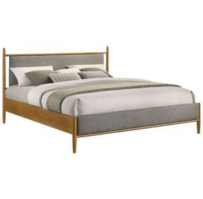 Mason Light Brown King Upholstered Platform Bed