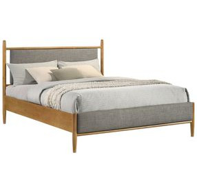 Mason Light Brown Queen Upholstered Platform Bed