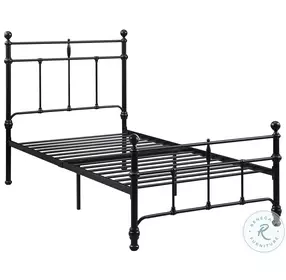 Novak Matte Black Open Frame Twin Metal Bed