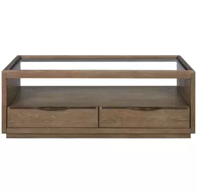 Elements Cocoa Glass Top Cocktail Table