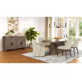Elements Cocoa Oval Pedestal Dining Room Set