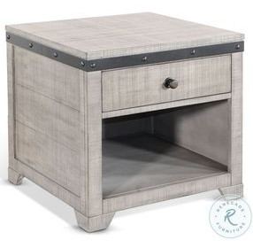 Elmcrest Gray Square End Table with Drawer