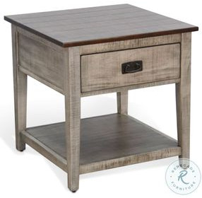 Hillside Hearth Gray Square End Table with Drawer