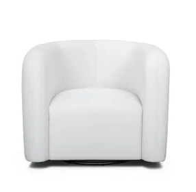 Curves Cream Performance Fabric Upholstered Swivel Accent Chair