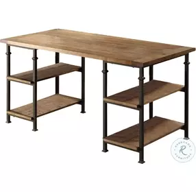 Factory Rustic Poplar and Black Writing Desk