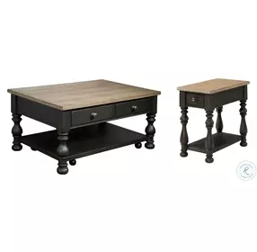 Barrington Two Tone Antique Oak and Matte Black Rectangle Occasional Table Set