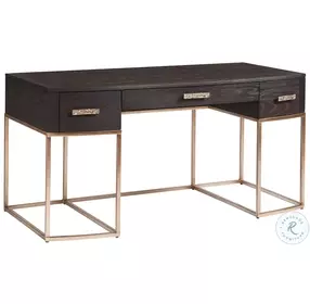Windsor Park Rich Mocha and Warm Silver Leaf Brookings 3 Drawer Writing Desk