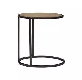 Elements Toffee Metal and Wood Top Chairside Table
