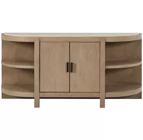Elements Toffee Curved 2 Door Console Table with Marble Top