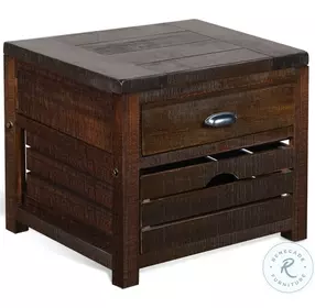 Havenstead Dark Brown Rectangular End Table with Drawer