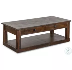 Ember Grace Dark Brown 48" Rectangular Coffee Table with Casters