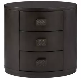Blue Mallee Dark Brown 3 Drawer Oval Nightstand with USB Charging