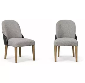 Blue Mallee Gray and Brown Upholstered Barrel Back Side Chair Set of 2