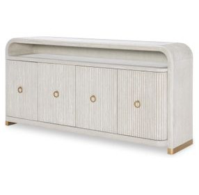 Miramar Oyster 4 Door Glass Top Credenza