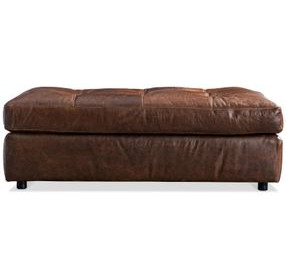 Nest Brown Leather Rectangular Ottoman