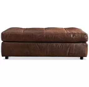 Nest Brown Leather Upholstered Rectangular Ottoman