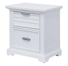 Heritage Coast Coastal White 2 Drawer Nightstand with USB Charging and Puck Light