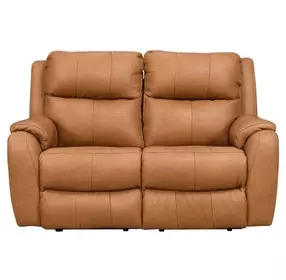 Marquis Caramel Leather 62" Power Reclining Loveseat with Power Headrest and USB Charging