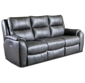 Marquis Smoke Leather 84" Zero Gravity Power Reclining Sofa with USB Charging