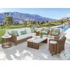 Palm Desert Poolside Cream And Brown Rectangular Occasional Table Set