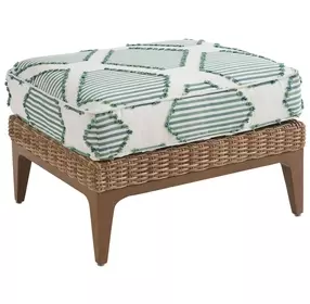 Palm Desert Poolside Green Upholstered Rectangular Outdoor Ottoman