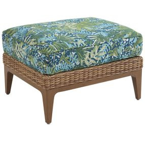Palm Desert Poolside Blue Upholstered Rectangular Outdoor Ottoman