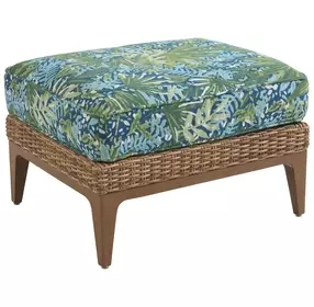 Palm Desert Poolside Blue Upholstered Rectangular Outdoor Ottoman