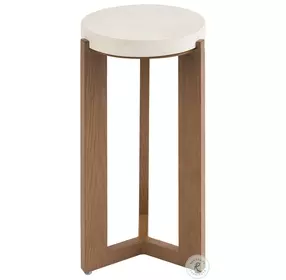 Palm Desert Poolside White Agate Stone And Brown Accent Table