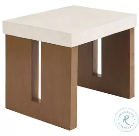 Palm Desert Poolside White Agate Stone And Brown Rectangular End Table