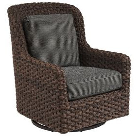 Kilimanjaro Black Upholstered Outdoor Swivel Glider Accent Chair
