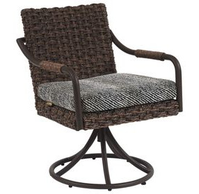 Kilimanjaro Black Upholstered Outdoor Swivel Rocker Dining Chair