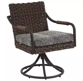 Kilimanjaro Black Upholstered Outdoor Swivel Rocker Dining Chair