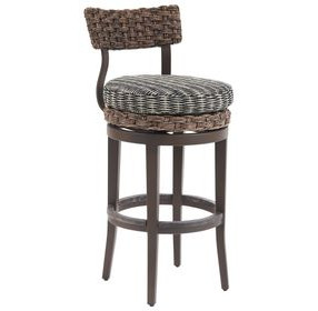 Kilimanjaro Black Upholstered Outdoor Swivel Bar Stool