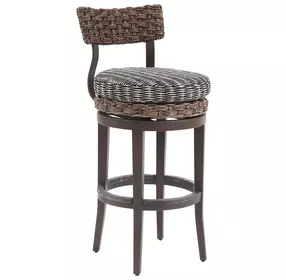Kilimanjaro Black Upholstered Outdoor Swivel Bar Stool