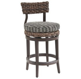 Kilimanjaro Black Upholstered Outdoor Swivel Counter Height Stool