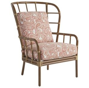 Sandpiper Bay Pink and White Upholstered Outdoor Wing Accent Chair