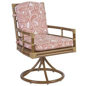 Sandpiper Bay Pinks and White Upholstered Outdoor Swivel Rocker Dining Chair