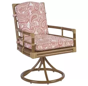Sandpiper Bay Pinks and White Upholstered Outdoor Swivel Rocker Dining Chair