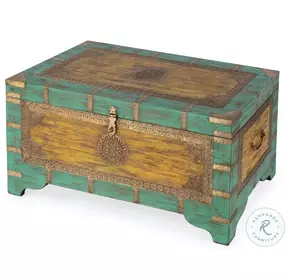 Artifacts Blue And Yellow Storage Trunk Coffee Table