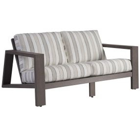 Mozambique Beige and Tan Outdoor 63" Loveseat