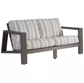 Mozambique Beige and Tan Outdoor 63" Loveseat